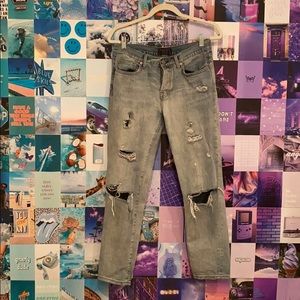 Zara Blue Ripped Mom Jeans